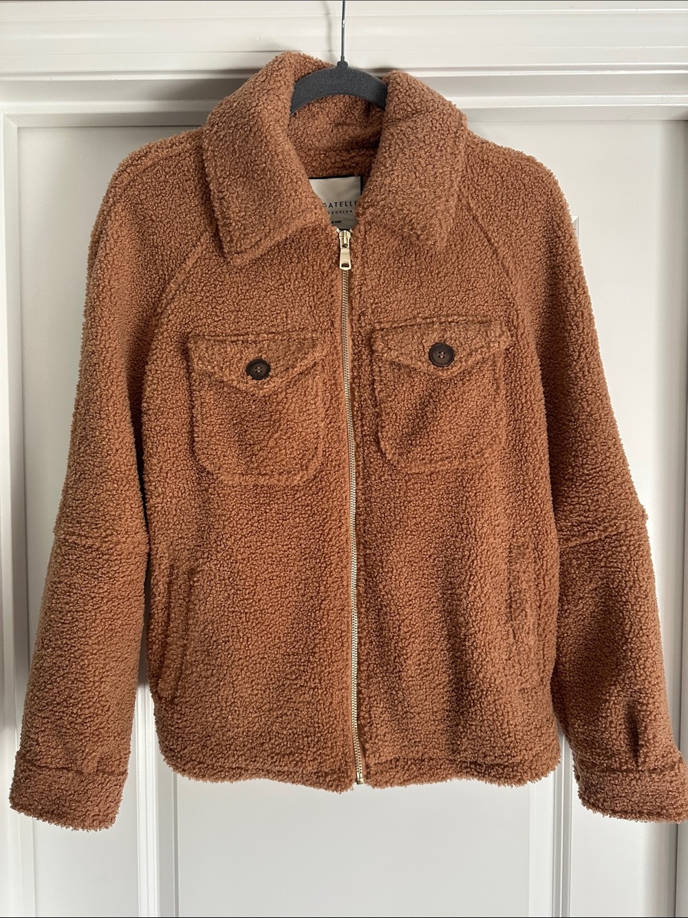bagatelle Chest-Pocket Teddy Zip Jacket - Brown